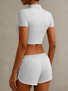 Wholesale Hot One Shoulder Ribbed Crop Top and High Waisted Biker Shorts <b>Set</b> for Women Sexy Cut Out Activewear <b>Yoga</b> Gym - Product Image 4