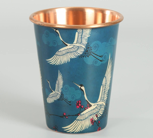 Verre à vin/bière artisanal en cuivre émaillé classique avec motif floral, écologique, pour les fêtes et la maison, idéal comme cadeau - Product Image 4