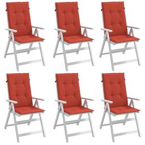 Ensemble de 6 coussins pour chaise haute, rouge mélangé, 100% polyester, pour usage extérieur - Product Image 1