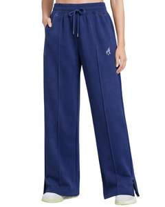 กางเกงวอร์มขายาวสีน้ำเงินกรมท่าสำหรับผู้หญิง เอวยางยืด มีเชือกผูก เอวหลวม ใส่สบาย ทรงตรง นุ่มสบาย เหมาะสำหรับใส่พักผ่อน - Product Image 1