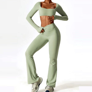 Custom High Waist <b>Flared</b> <b>Leggings</b> Women Workout Yoga Pants OEM ODM Wholesale Private Label Manufacturer Supplier - Product Image 4