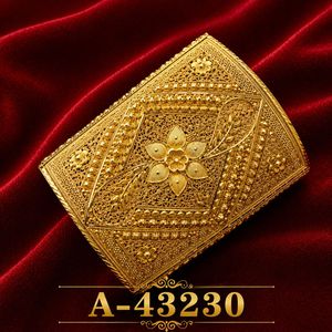 A-43230 10K Gold Zircon Cuff <b>Bangle</b> with Geometric Pattern for Women Wedding Jewelry Trendy Style Gold Plated - Product Image 1