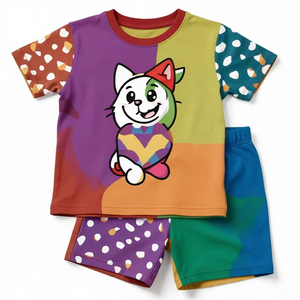 Ensemble de vêtements d'été pour garçons et filles, chemise et short légers, respirants, décontractés, taille personnalisée, unité de fabrication pour l'exportation - Product Image 1