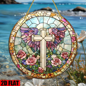 CIFbuy Attrape-soleil en verre acrylique teinté, Décoration suspendue pour fenêtre en forme de croix arc-en-ciel, pour la maison, l'église, les mariages, les baptêmes, Cadeaux en cristal TikTok - Product Image 1