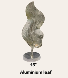Silver Aluminium Leaf Tabletop Decor Sculpture Decorative Metal Leaf Statue Modern Botanical Accent <b>Ornament</b> for Home Office - Product Image 2