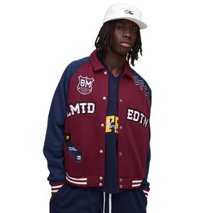 Veste bomber d'hiver pour homme en cuir véritable et laine, coupe-vent, avec logo personnalisé sur le devant, style streetwear - Product Image 1