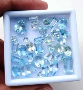 Aigue-marine naturelle AAA+ bleu aqua, formes variées, certifiée par un tiers, effet de jeu de couleurs, sans traitements, 100 % pierre naturelle - Product Image 1