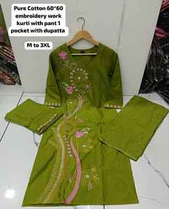 Últimos conjuntos de kurta de algodón para damas indias y pakistaníes con diseño tradicional, trajes indios y pakistaníes listos para usar. Compre al por mayor. - Product Image 5