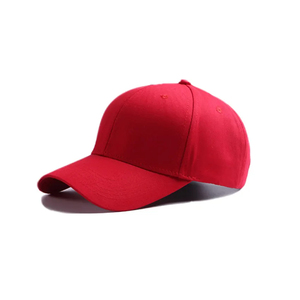 Red 6-Panel Baseball <b>Cap</b> Adjustable Cotton Unisex Casual Hat Solid Color Four Seasons Adult Fit - Product Image 1