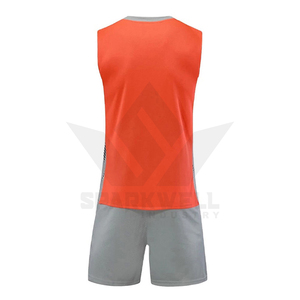 Conjunto de Camiseta de Fútbol Personalizada para Hombre, Cuello en V, Sin Mangas, Naranja y Gris, Uniforme Deportivo Transpirable para Entrenamiento - Product Image 3