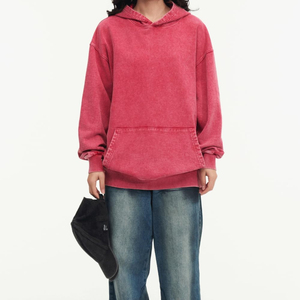 <b>Women</b> Oversized Acid Wash <b>Hoodie</b> With Ribbed Cuffs Adjustable Hood And Loose Comfortable Ladies Hoodies - Product Image 4