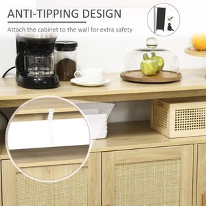 Credenza Ecologica con Ante in Rattan, Legno di Mango e Quercia per Arredamento Sala da Pranzo e Soggiorno - Product Image 2