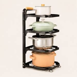 Factory Wholesale 5-Tier Heavy Duty Carbon Steel Pot and <b>Pan</b> Organizer Rack Multi-Layer Kitchen Storage Shelf for Cabinets - Product Image 4