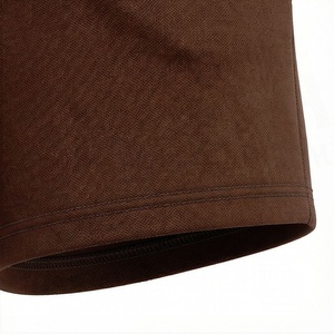 Ensemble 2 pièces pour femme, t-shirt sport marron uni à manches courtes et short au-dessus du genou, col rond, séchage rapide, polyester tricoté - Product Image 6