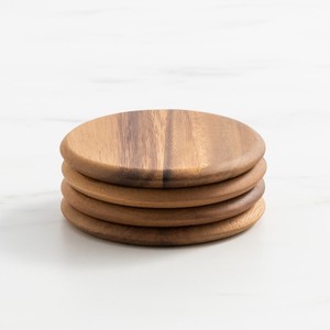 Set de table en bois d'acacia, soucoupes en bois massif, sous-verres, ensemble de 4 à 6 petits sous-verres ronds - Product Image 3