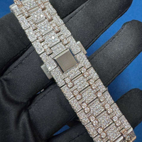 Montre automatique pour homme sertie de diamants, montre-bracelet de luxe entièrement pavée de cristaux, montre de style royal en acier inoxydable, style hip-hop bling