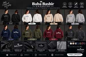 Women's Oversized <b>Black</b> Sweatshirt <b>Turtleneck</b> Full Sleeve Solid Anti-Pilling Lined Knitted Cotton Casual Autumn Style - Product Image 2