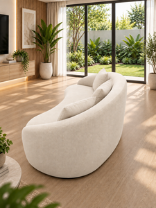 Sofá Curvo Cello Ivory de Emerald Sofa, Sofá Redondo Moderno y Contemporáneo para Sala de Estar o Estudio, Fabricante de Sofás con Tela Personalizada - Product Image 2