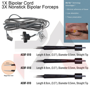 Pinzas Bipolares Ultra Antiadherentes Estilo Surgitron ACBF-010 de Acero Inoxidable, Instrumentos Quirúrgicos de 8.9 cm de Longitud y 0.5 mm de Diámetro Recto - Product Image 5