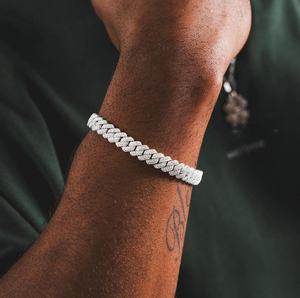 Bracelet chaîne cubaine ZAWO en argent sterling 925 plaqué or blanc avec diamants VVS1 de laboratoire, bijou de luxe glacé pour mariage et soirée - Product Image 1