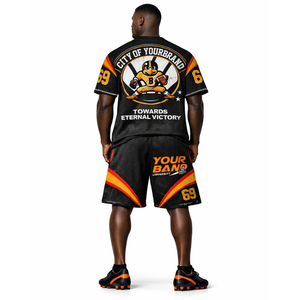 Ensemble maillot et short de football américain respirant en polyester 100 % – Tenue de sport personnalisable - Product Image 3