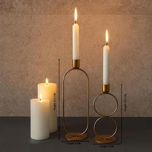 Modern <b>Brass</b> <b>Candlestick</b> <b>Holder</b> with Double Ring Design for Home Decoration - Product Image 2