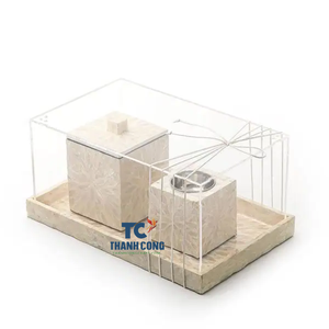 Ensembles de brûleur d'encens à incrustation de coquillage en nacre avec couvercle de plateaux acryliques/bougeoirs en coquillage - Product Image 1