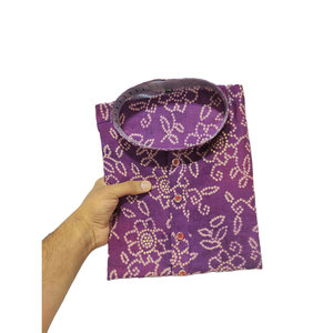 BANDHANI EN SOIE DOUCE À LA MODE KURTA POUR HOMME IMPRIMÉ AVEC PAYJAMA VIOLET - Product Image 1