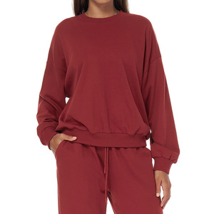 Ensemble de survêtement unisexe en maille respirante pour femme, comprenant un sweat-shirt à col ras du cou et épaules tombantes, un pantalon et un short, coupe oversize - Product Image 4