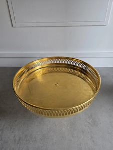 Premium Gold Finished Pedestal Bowl With Curved Edge Design Ideal For <b>Table</b> Centerpiece And Special <b>Occasion</b> Gift From India - Product Image 2