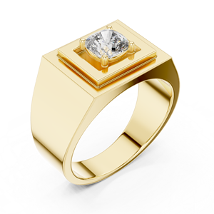 Yellow Gold <b>Diamond</b> <b>Ring</b> Solitaire Engagement Band Cushion Shape Claw Set Statement Jewelry - Product Image 1