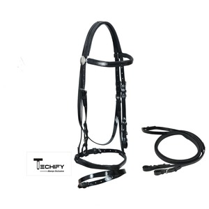 Brida de caballo con filete de PVC suave con relleno y riendas a juego, brida de resistencia ligera y duradera, tachuela de caballo cómoda - Product Image 2