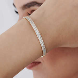 Bracelet tennis unisexe plaqué or 18 carats, motif étoile, style hip-hop orthodoxe, serti de diamants taille émeraude, bijoux de mariage classiques - Product Image 5