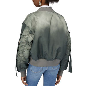 Chaqueta bomber de satén con logo personalizado y estampado, estilo vintage con efecto descolorido, chaqueta de satén corta y elegante para mujer, proveedor pakistaní. - Product Image 5