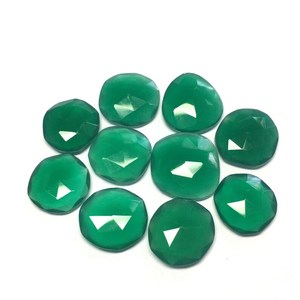 Lot de 10 pierres précieuses en onyx vert naturel taillées en rose, polies, en vrac, pour la fabrication de bijoux, vente en gros - Product Image 2