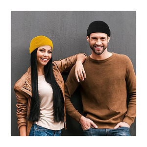 หมวกบีนนี่ถักลายริบสีเหลืองวินเทจ - หมวกไหมพรมอุ่นสำหรับฤดูหนาวแบบยูนิเซ็กซ์ เนื้อผ้านุ่มยืดหยุ่น ผลิตจากผ้าสแปนเด็กซ์/คอตตอน สไตล์มินิมอล เหมาะสำหรับสตรีทแวร์ - Product Image 4