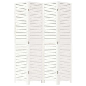 Separador de ambientes y biombo de 4 paneles de madera maciza de Paulownia blanca - Product Image 4