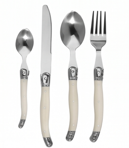 Ensemble de couverts en acier inoxydable avec manches blanches de luxe, couverts classiques pour la cuisine, la salle à manger, l'hôtel, les mariages, les cadeaux, l'utilisation à table - Product Image 1