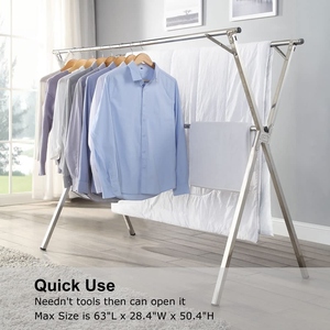 Modern design steel clothes drying rack x-frame folding laundry indoor outdoor portable drying stand customization available - Product Image 5