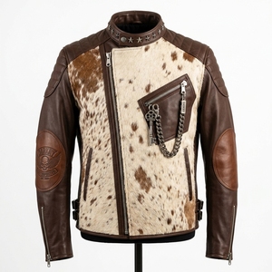 Chaqueta de Cuero con Pelo de Vaca Personalizada para Hombre, Venta al por Mayor, Abrigo de Invierno de Primera Calidad con Estampado Animal Real, Proveedor - Product Image 1