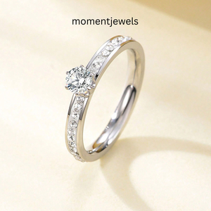 Stainless Steel Zircon Engagement <b>Ring</b> Solitaire Wedding Band Claw Setting <b>Women</b> Party Jewelry - Product Image 2