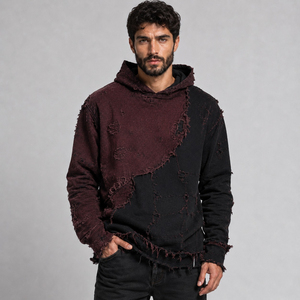 Sudadera con Capucha Extra Grande para Hombre, de Algodón Tejido con Flecos, Informal, Transpirable, Cómoda, Estilo Vintage, Ropa de Calle, Ropa de Invierno - Product Image 1