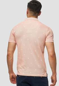 Men's <b>Pink</b> Short Sleeve <b>Polo</b> <b>Shirt</b> Cotton Pique Printed Breathable Casual Knitted Top - Product Image 2
