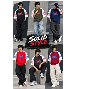 T-shirt imprimé Spider-Man à épaules tombantes pour homme, de bonne qualité, pour un style décontracté, streetwear et événements - Product Image 4
