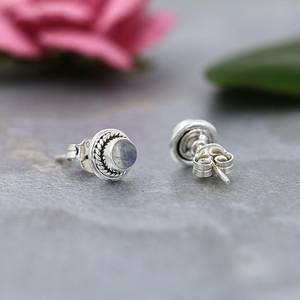 925 Sterling <b>Silver</b> Natural Flashy Labradorite Gemstone <b>Studs</b> Stylish Dainty Fashion Earrings For Women Fashion Jewelry <b>Studs</b> - Product Image 4