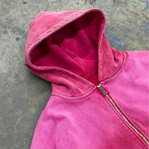 Custom Vintage Acid Wash <b>Men</b> Sweatshirts Sun Faded Zipper French Terry Streetwear Oversized Zip <b>Pullover</b> Hoodie for Man - Product Image 6