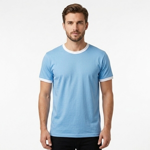 T-shirt homme en coton 200 GSM à manches courtes, col rond, couleur unie, coupe ample décontractée, style streetwear, design vierge, en promotion - Product Image 2