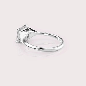 IGI Certified Princess Cut Lab Created Diamond Engagement <b>Ring</b> 9K Rose / White & Yellow Gold Accent Wedding <b>Ring</b> - Product Image 2