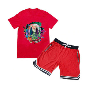 Conjunto de Camiseta y Pantalones Cortos Deportivos para Hombre, Diseño Gráfico, Verano, Venta Especial, Logotipo Personalizado, Ropa Urbana, Poliéster/Algodón - Product Image 2