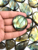 Cabochon de labradorite naturelle poli, pierre précieuse en vrac pour bijoux personnalisés, formes variées, vente en gros disponible